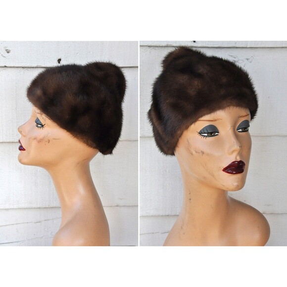 Vintage 40s Mink Fur Hat - Little Kiss Shaped Hat - Pixie Fur Hat Cocktail Party - Picture 2 of 5